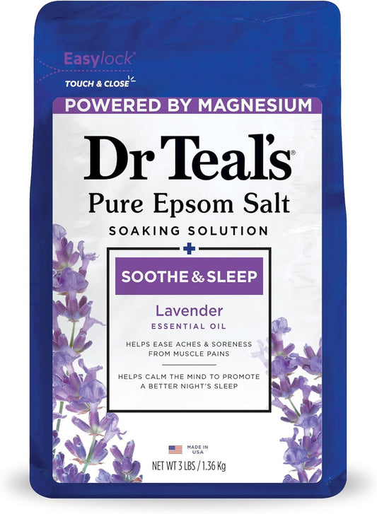 Epsom Salt Soaking Solution with Lavender for Relaxation and Sleep, 3 lbs