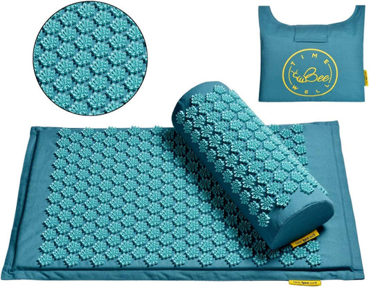 Acupressure Mat and Pillow Set for Back and Neck Pain Relief | Eco-Friendly Travel Bag Included | Inspired by Pranamat for Stress Relief, Sciatic Pain, and Foot Massage